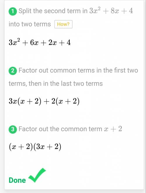 Factor 3x^2 + 8x+4 to solve for f (x)=0