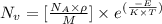 N_v=[\frac{N_A\times \rho}{M}]\times e^{(\frac{-E}{K\times T})}