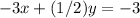 -3x+(1/2)y=-3