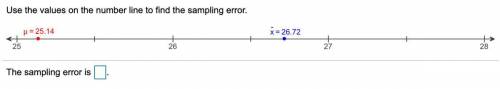 Use the values on the number line to find the sampling error.