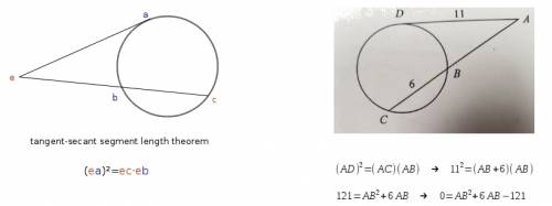Ad is tangent to circle o at d. find ab. round to the nearest tenth if necessary