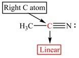 What is the geometry around the bottom carbon atom in acetonitrile?  what is the geometry around the