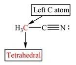 What is the geometry around the bottom carbon atom in acetonitrile?  what is the geometry around the