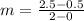 m= \frac{2.5-0.5}{2-0}