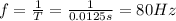 f= \frac{1}{T}= \frac{1}{0.0125 s} =80 Hz