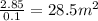 \frac{2.85}{0.1} =28.5m^2