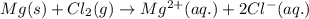 Mg(s)+Cl_2(g)\rightarrow Mg^{2+}(aq.)+2Cl^-(aq.)
