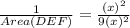 \frac{1}{Area(DE F)}=\frac{(x)^2}{9(x)^2}