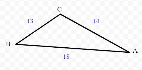 In △abc,a=13, b=14, and c=18. find m∠a.