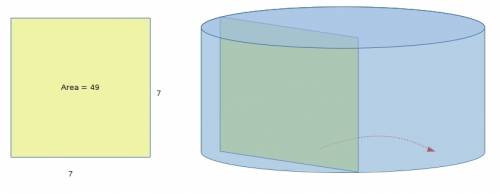Asquare with an area of 49 in2 is rotated to form a cylinder. what is the volume of the cylinder?  r