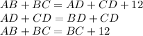 AB+BC=AD+CD+12\\AD+CD=BD+CD\\AB+BC=BC+12\\