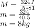 M=\frac{324J}{.5*81} \\m=\frac{324}{40.5}\\ m=8 kg