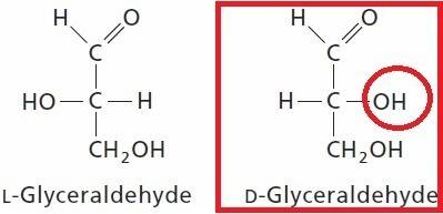 Draw the skeletal structure for the linear form of d-glyceraldehyde