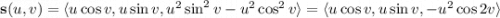 \mathbf s(u,v)=\langle u\cos v,u\sin v,u^2\sin^2v-u^2\cos^2v\rangle=\langle u\cos v,u\sin v,-u^2\cos2v\rangle