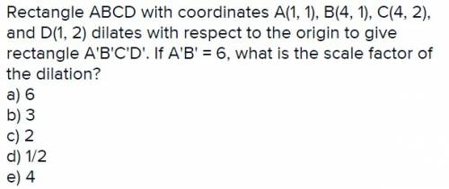 Rectangle abcd with coordinates a(1, 1), b(4, 1), c(4, 2), and d(1, 2) dilates with respect to the o