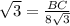 \sqrt{3}=\frac{BC}{8\sqrt{3}}