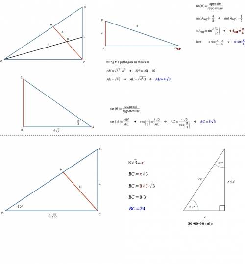 In right ∆abc the altitude ch to the hypotenuse ab intersects angle bisector al in point d. find bc
