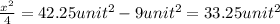 \frac{x^2}{4}=42.25 unit^2-9 unit^2=33.25 unit^2