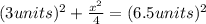 (3 units) ^2+\frac{x^2}{4}=(6.5 units)^2