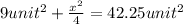 9 unit^2+\frac{x^2}{4}=42.25 unit^2