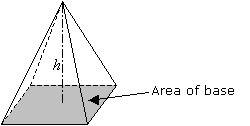 The volume formula for a right pyramid is v = bh. what does b represent?