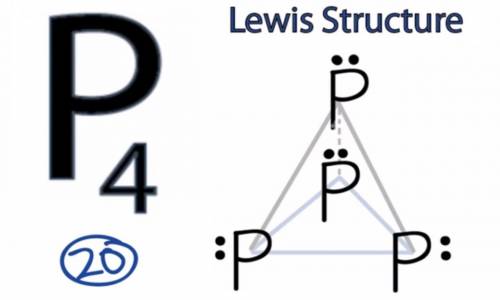 White phosphorous has the chemical formula p4(s). a p4 molecule has 20 valence electrons. draw a lew