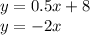 y=0.5x+8\\&#10;y=-2x