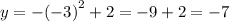 y = - {( - 3)}^{2} + 2 = - 9 + 2 = - 7