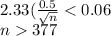 2.33(\frac{0.5}{\sqrt{n} } 377