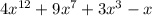 4x^{12}+9x^7+3x^3-x