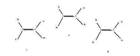 Isomers of dibromoethene molecule, c2h2br2. one of them has no net dipole moment, but the other two