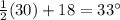 \frac{1}{2}(30)+18=33^{\circ}