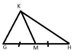 In ∆ ghk point m is the midpoint of gh. which term describes km? a. altitude b. medianc. angle bisec