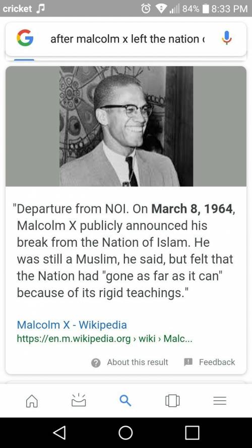 After malcolm x left the nation of islam organization, he  a.  train college students as civil right