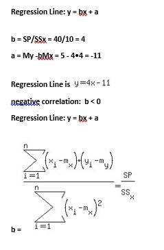 Aset of x and y scores has mx = 4, ssx = 10, my = 5, ssy = 40, and sp = 20. what is the regression e