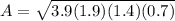 A= \sqrt{3.9(1.9)(1.4)(0.7)}