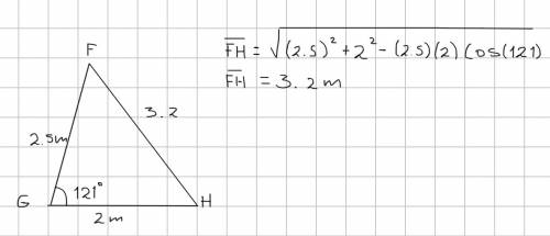 What is the area of △fgh to the nearest tenth of a square meter?  the image is of a triangle ghf wit