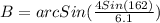 B=arcSin(\frac{4Sin(162)}{6.1})