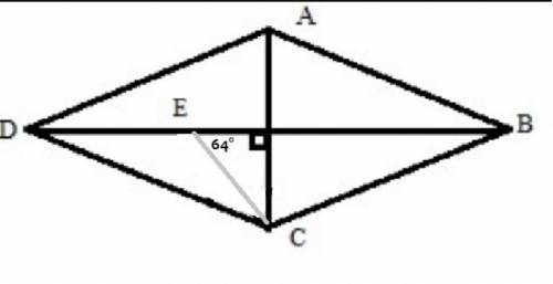 The angle bisector of ∠acd in rhombus abcd makes a 64° angle with the diagonal bd. find the measure