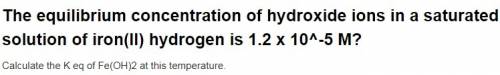 The equilibrium concentration of hydroxide ion in a saturated iron(iii) hydroxide solution is