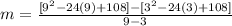 m= \frac{[9^{2}-24(9)+108]-[3^{2}-24(3)+108]}{9-3}