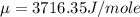 \mu =3716.35 J/mole