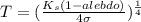 T=(\frac{K_s(1-alebdo)}{4 \sigma})^{\frac{1}{4}}