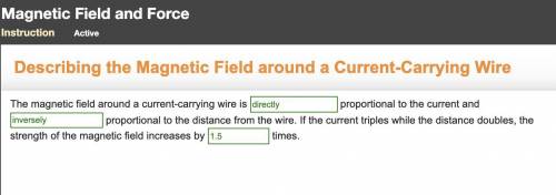 The magnetic field around a current-carrying wire is proportional to the current and proportional to