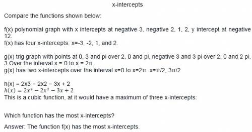 Compare the functions shown below:  f(x) polynomial graph with x intercepts at negative 3, negative