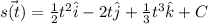 \vec{s(t)}=\frac{1}{2}t^2\hat{i}-2t\hat{j}+\frac{1}{3}t^3\hat{k}+C