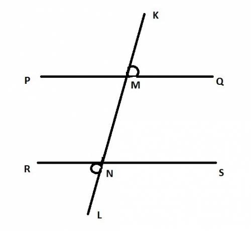Estelle drew two parallel lines pq and r0s intersected by a transversal kl, as shown below:  which t