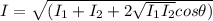 I = \sqrt{(I_1 + I_2 + 2\sqrt{I_1I_2}cos\theta)}
