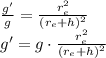 \frac{g'}{g}=\frac{r_e^2}{(r_e+h)^2}\\ g'=g\cdot\frac{r_e^2}{(r_e+h)^2}