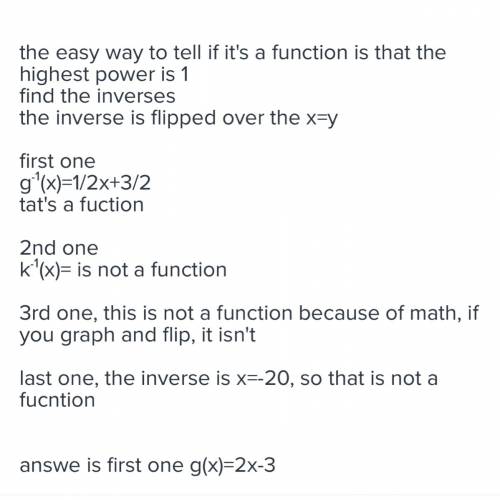 Which function has an inverse that ia also a function